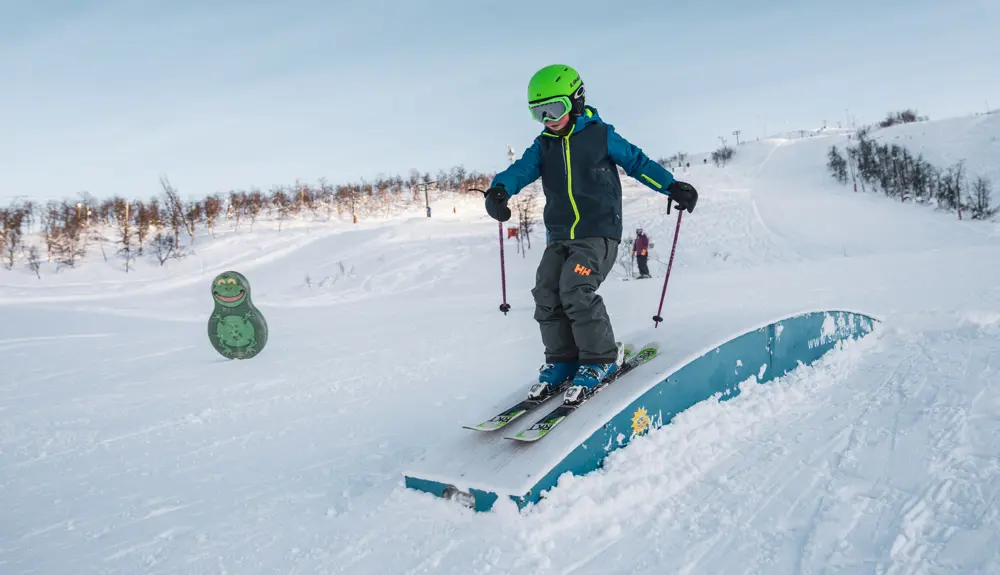 Skigjest i barneheisen i Tyin Filefjell Skisenter