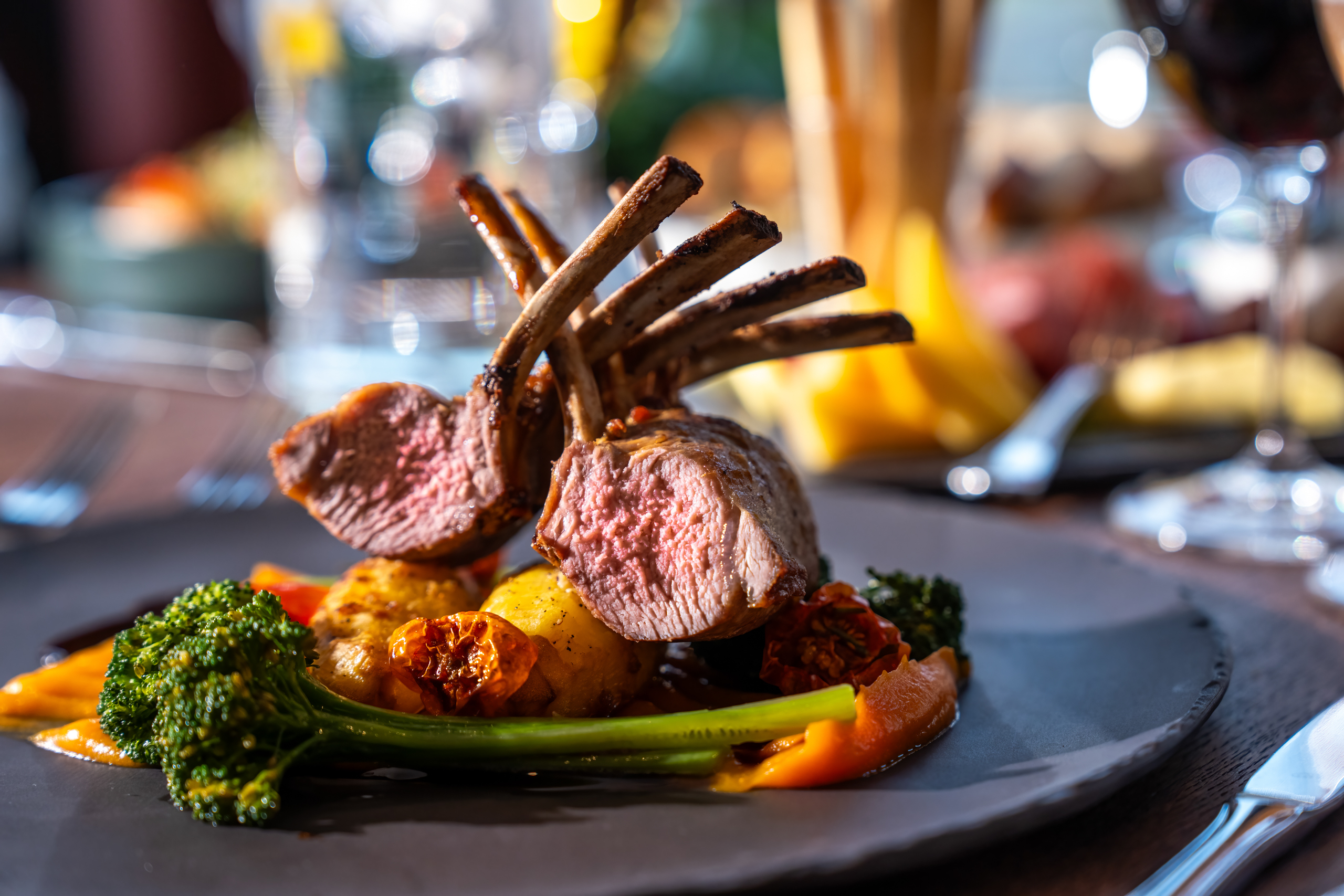 Dinner dish with local meat served at Filefjellstuene