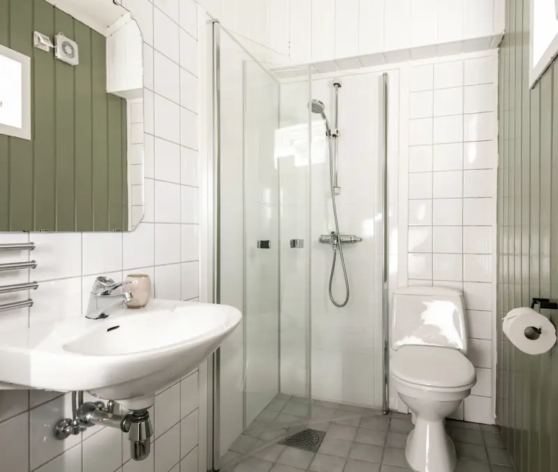 Bathroom in the terraced cabins at Filefjellstuene