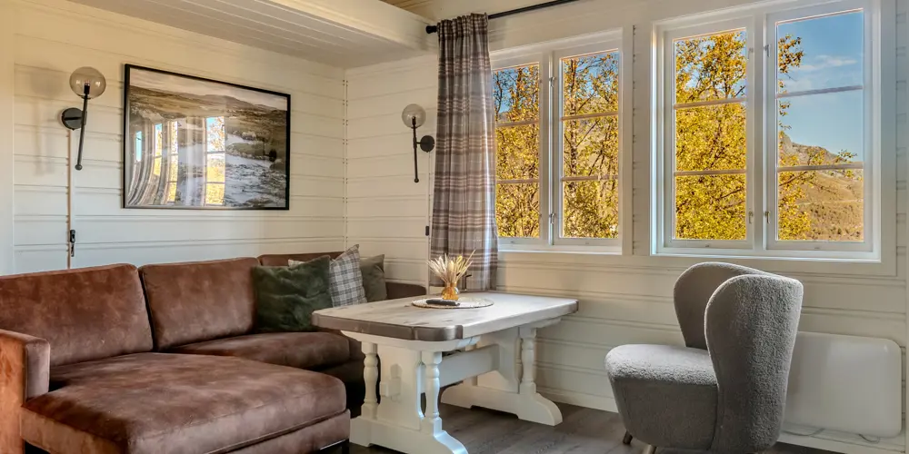 Living room in the terraced cabins at Filefjellstuene