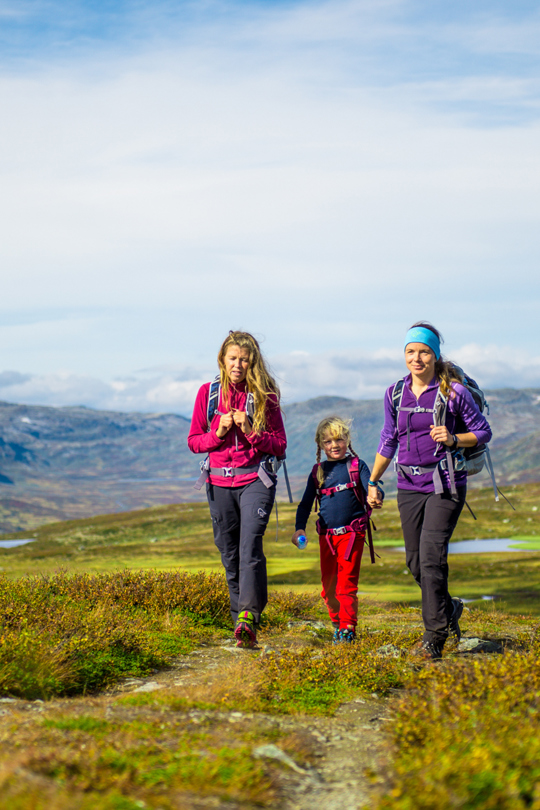 Family on a trip on Kongevegen over Filefjell