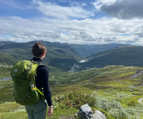 Hiker on a short trip to Skørsnøse