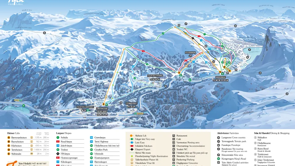 Tyin Filefjell Ski Center trail map 