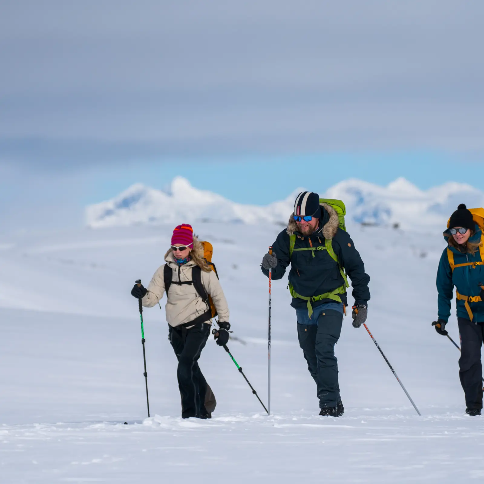 Skiers on mountain skiing at Tyin Filefjell