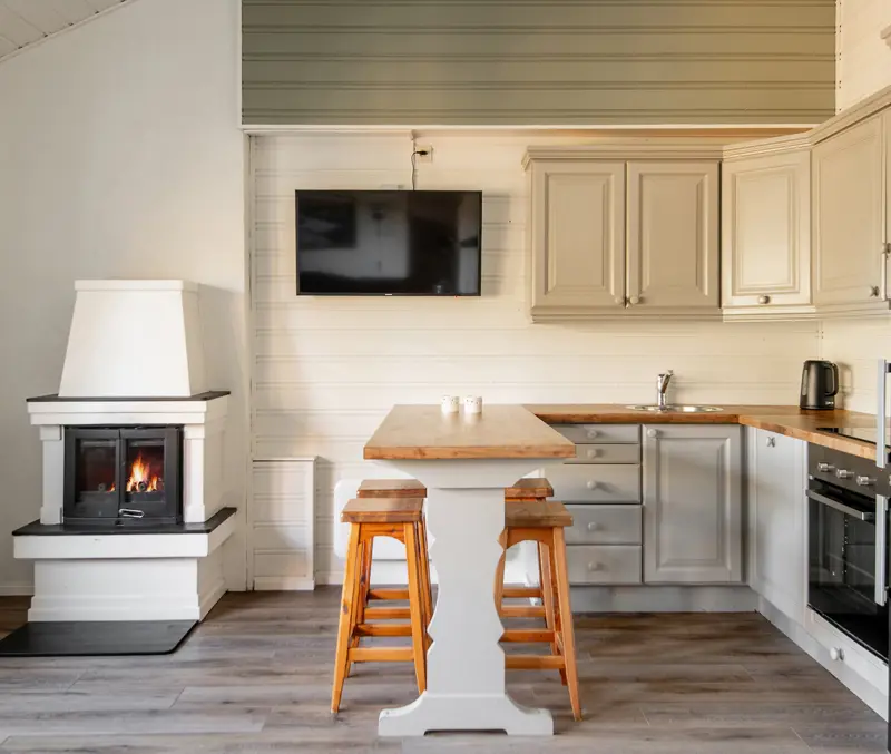 Kitchen in the terraced cabins at Filefjellstuene